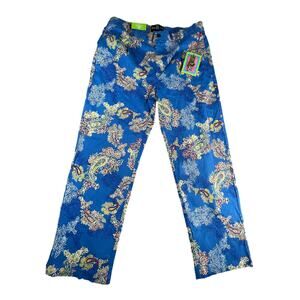 Houston White Target Pants Womens Large Blue Pockets Print Floral Paisley NWT